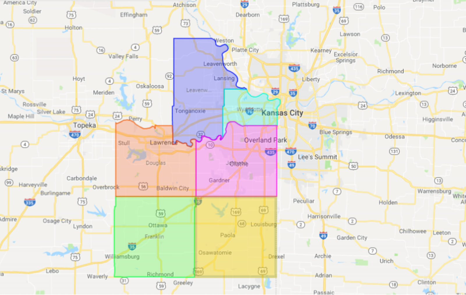 Hospice Service Region Map