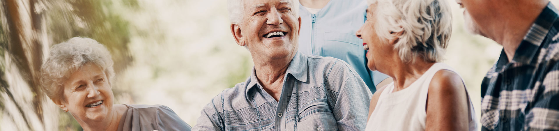 Happy Elderly Man Smiling Senior People Relaxing In The Garden